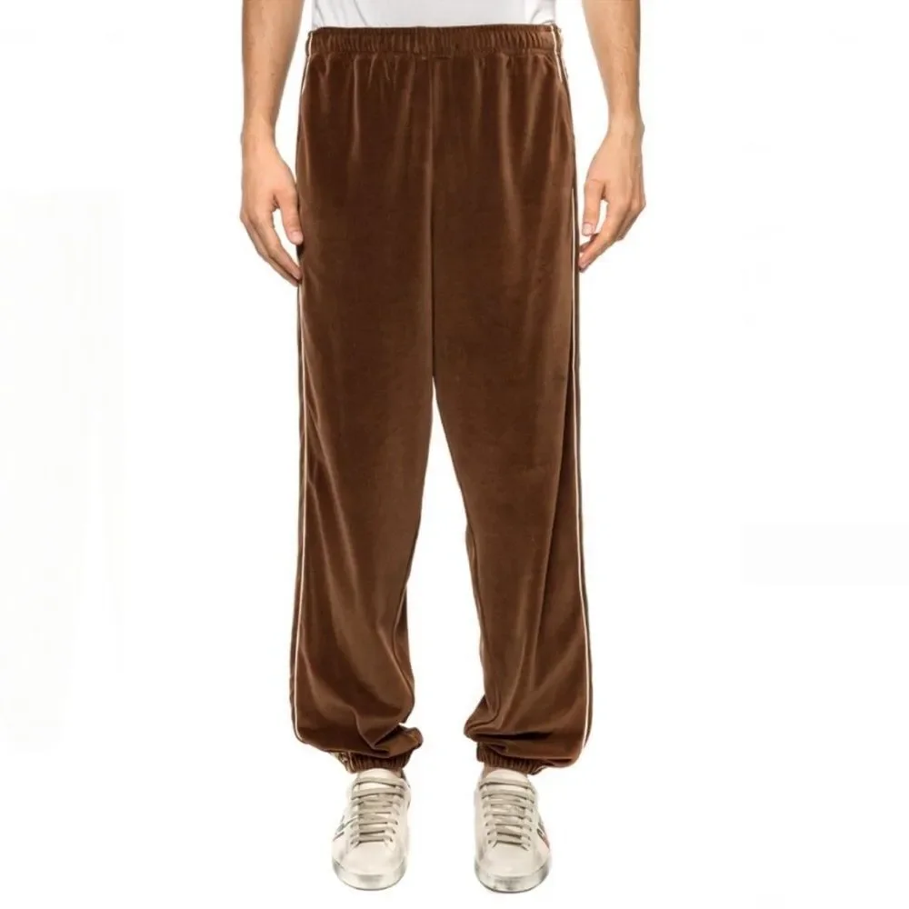 Gucci Interlocking GG Stripe Velour Brown Jogger Size small